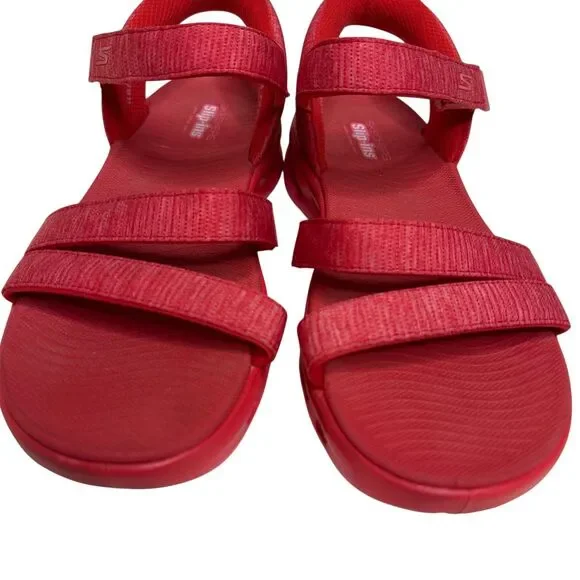 Skechers Women On The Go Glide Step 2.0 Sling Back Sandals Shoes Red 9 bv - Picture 7 of 11